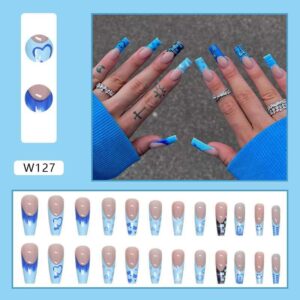 Blue press on nails set