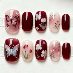 Multi color press on nail