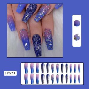Blue press on nail set